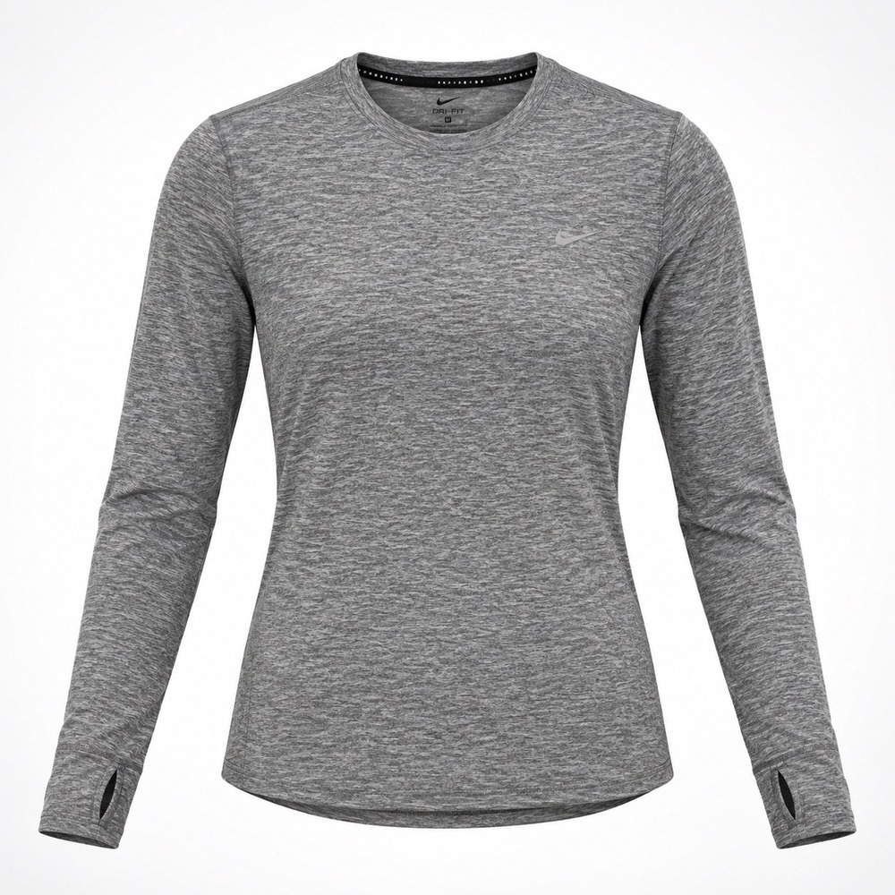 Nike Swift Dri-FIT Running Top Womens Medium Grey Heather Long Sleeve Thumbholes